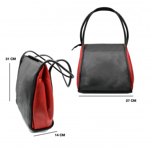 Bolso de piel con doble ancho 31x27x14 cm CHUEA