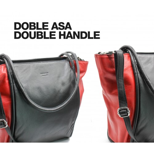 Bolso de piel con doble ancho 31x27x14 cm CHUEA