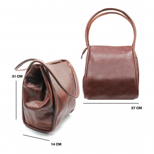 Bolso de piel con doble ancho 31x27x14 cm CHUEA