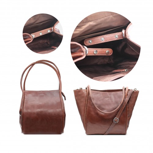 Bolso de piel con doble ancho 31x27x14 cm CHUEA