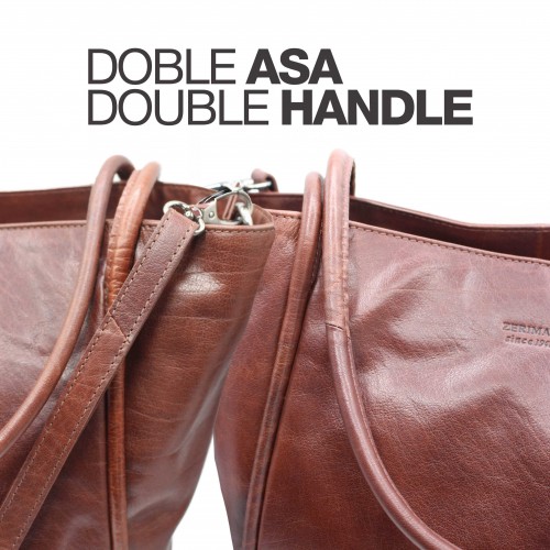 Bolso de piel con doble ancho 31x27x14 cm CHUEA