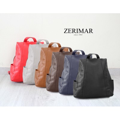 Mochila de piel natural cierre trasero antirrobo 30x30x12 cm