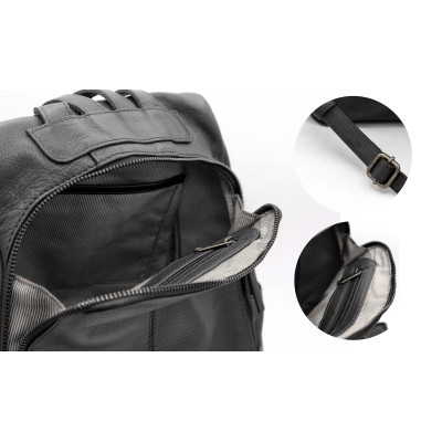 Mochila de piel natural cierre trasero antirrobo 30x30x12 cm