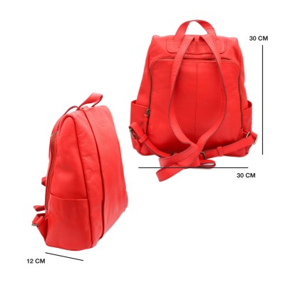 Mochila de piel natural cierre trasero antirrobo 30x30x12 cm