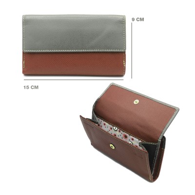 Cartera de piel multiespacio 15x9 cm