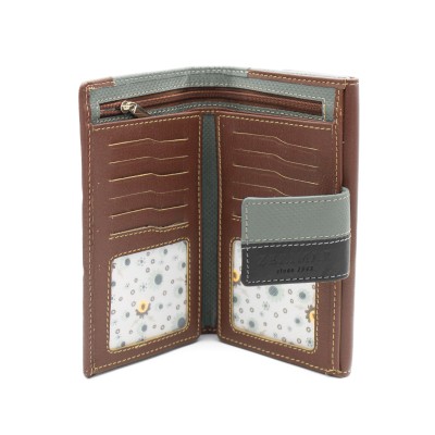 Cartera de piel multiespacio 15x9 cm