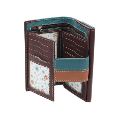 Cartera de piel multiespacio 17x10 cm