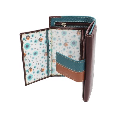 Cartera de piel multiespacio 17x10 cm