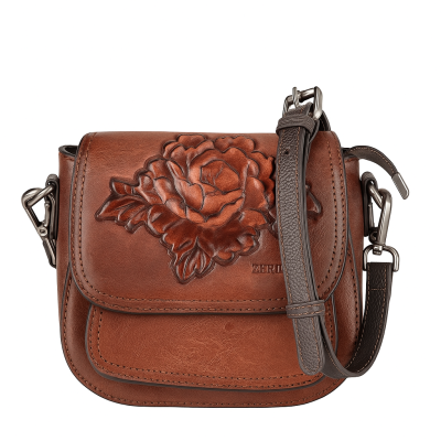 Bolso de piel grabado 19x19x8 cm ROSAE