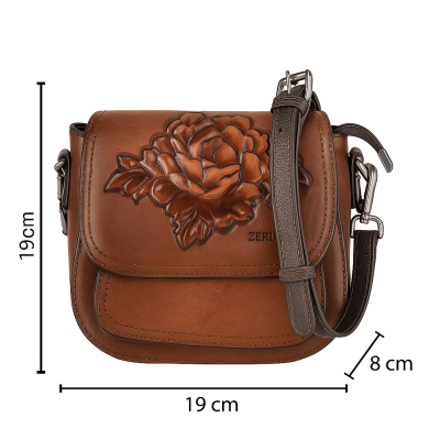 Bolso de piel grabado 19x19x8 cm ROSAE