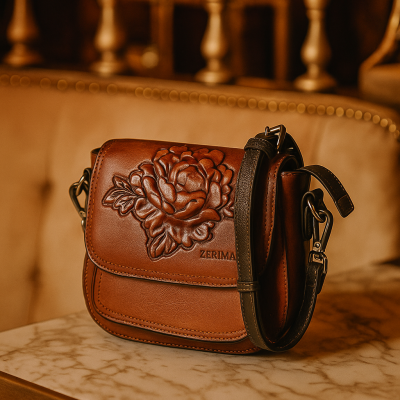 Bolso de piel grabado 19x19x8 cm ROSAE