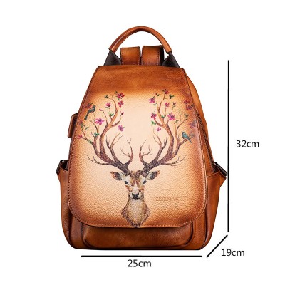 Mochila de piel 32x22x12 cm CIERVO