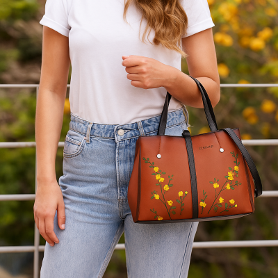 Bolso de piel doble asa 24x30x13 cm FIORI