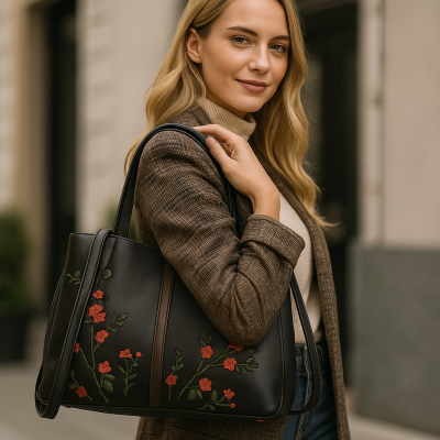 Bolso de piel doble asa 24x30x13 cm FIORI