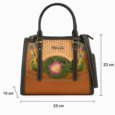 Bolso de piel doble asa 23x25x10 cm BUCLE