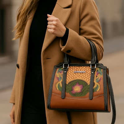 Bolso de piel doble asa 23x25x10 cm BUCLE