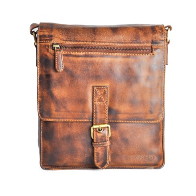 Bandolera de piel estilo vintage con cremalleras CHAPA Zerimar - 4