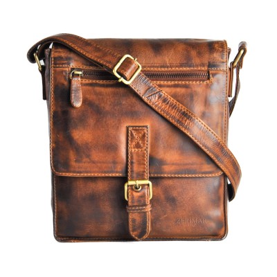 Bandolera de piel estilo vintage con cremalleras CHAPA Zerimar - 4