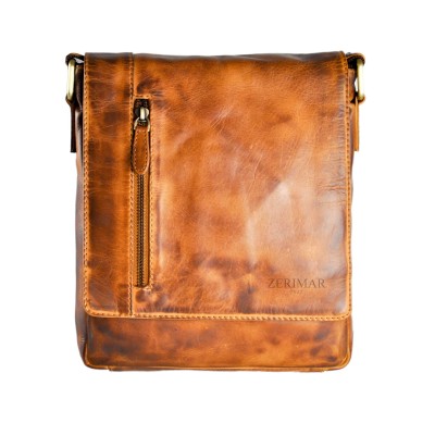 Bandolera de piel estilo vintage 26x22x7 cm NOCKA Zerimar - 6