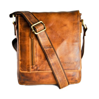 Bandolera de piel estilo vintage 26x22x7 cm NOCKA Zerimar - 6