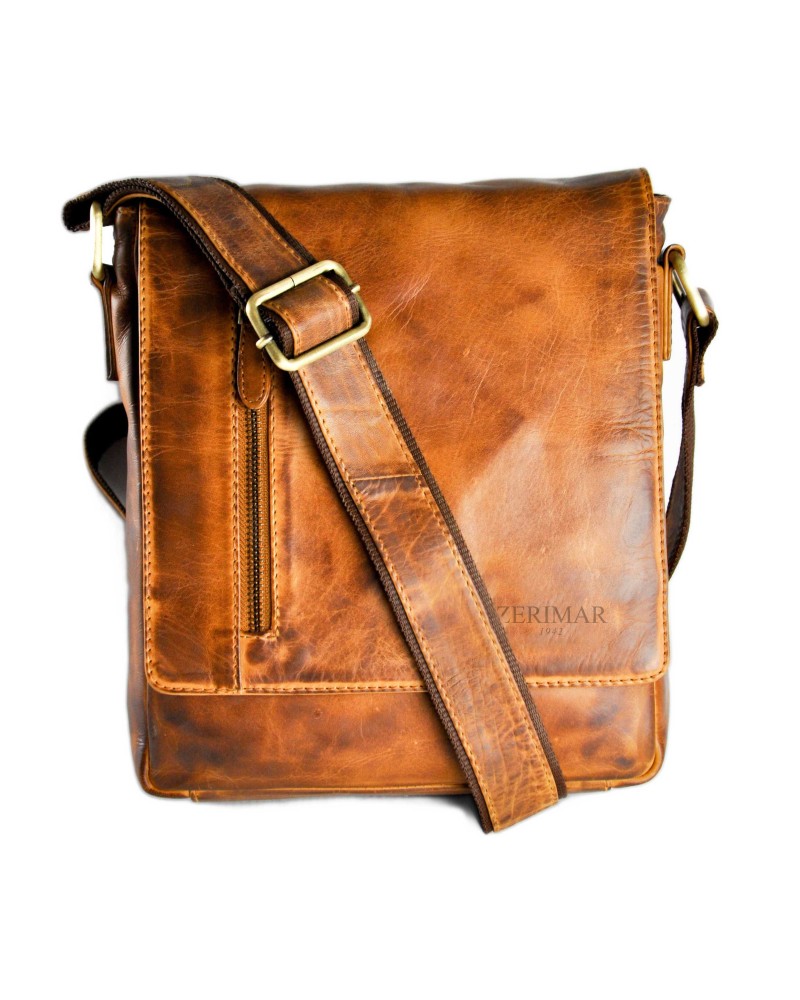 Bandolera de piel estilo vintage 26x22x7 cm NOCKA Zerimar - 6