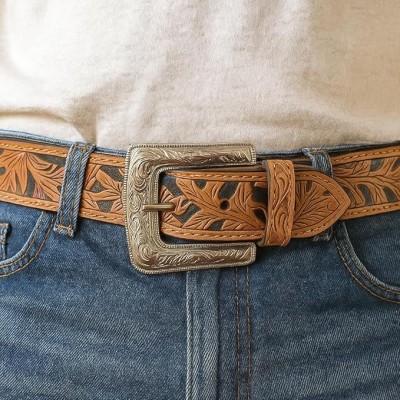 Cinturón de piel grabado 38 mm modelo FOLK