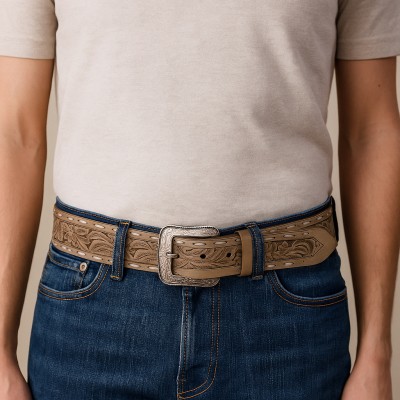 Cinturón de piel grabado 38 mm modelo OEST