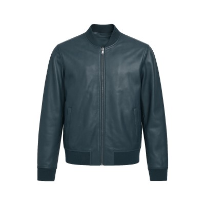 Chaqueta bomber de piel con...