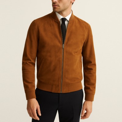 Bomber para hombre en piel de ante MUSEUM