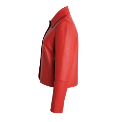 Chaqueta de piel abotonada cuello clasico BELLY