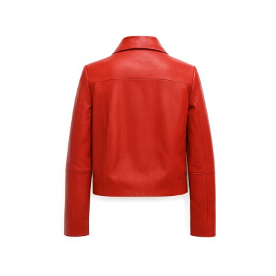 Chaqueta de piel abotonada cuello clasico BELLY