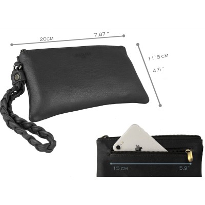 Cartera de mano con asa corta y cremallera 21x12 cm