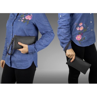 Cartera de mano con asa corta y cremallera 21x12 cm