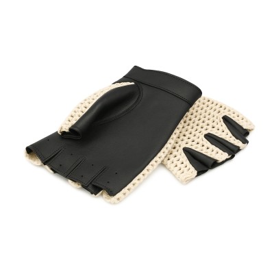 Guantes de piel sin dedos punto crochet para conductora