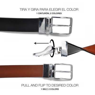 Cinturón de piel reversible 33 mm modelo VENO