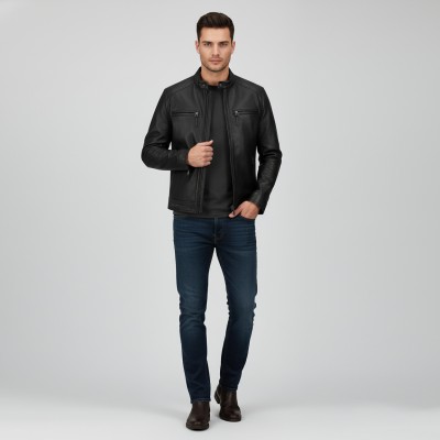 Chaqueta de cuero con cremalleras modelo CHOCOLATE