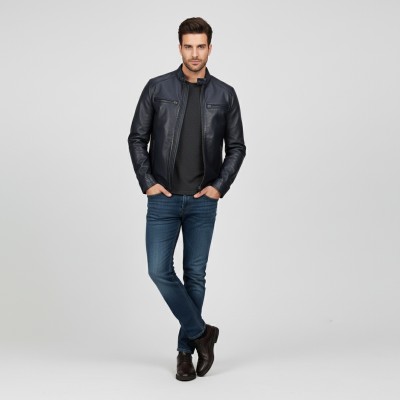 Chaqueta de cuero con cremalleras modelo CHOCOLATE