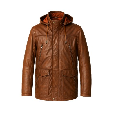 Parka de piel con capucha...