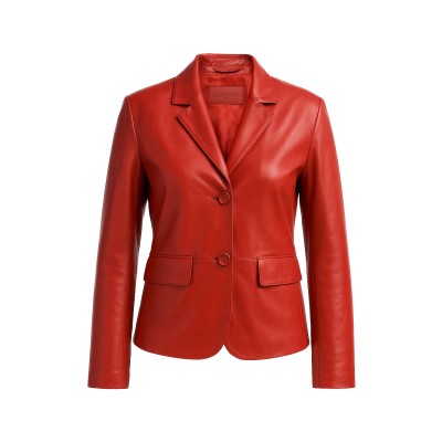 Blazer de piel abotonada...