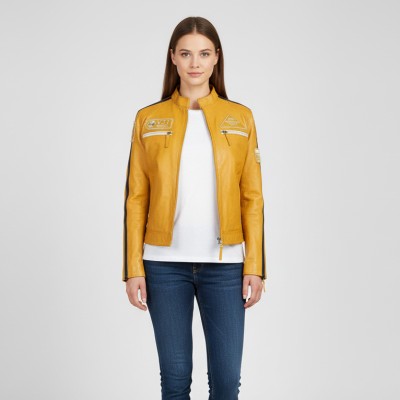 Chaqueta heavy de piel con parches modelo 120