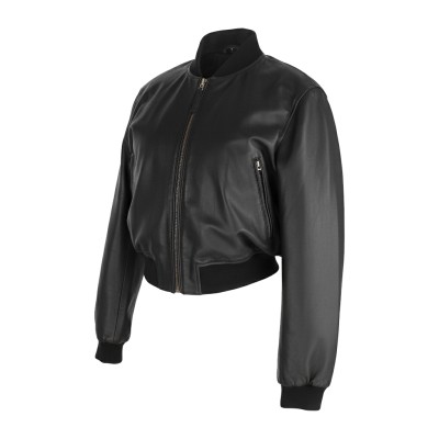 Bomber corta de piel con cremallera modelo MITES