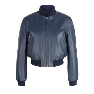 Bomber corta de piel con cremallera modelo MITES