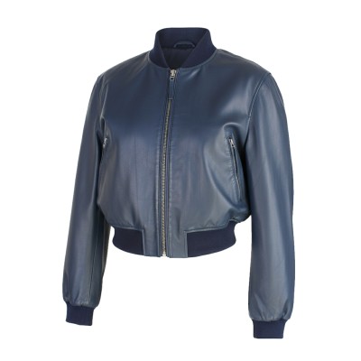 Bomber corta de piel con cremallera modelo MITES