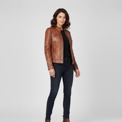 Chaqueta de piel con cremallera BISTRE