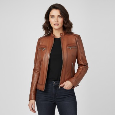 Chaqueta de piel con cremallera BISTRE