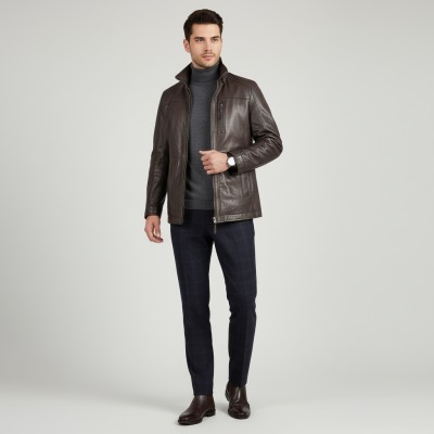 Chaqueta de piel con doble cremallera desmontable BERGE