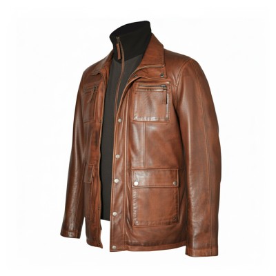 Chaqueta de piel con doble cremallera desmontable MESSY