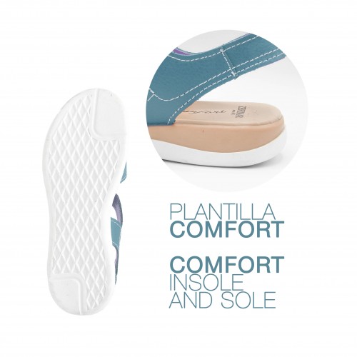 Sandalias planas de piel con velcro modelo BOBBE