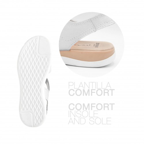 Sandalias planas de piel con velcro modelo BOBBE