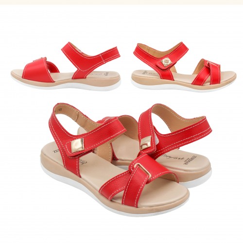 Sandalias planas de piel con velcro modelo BOBBE